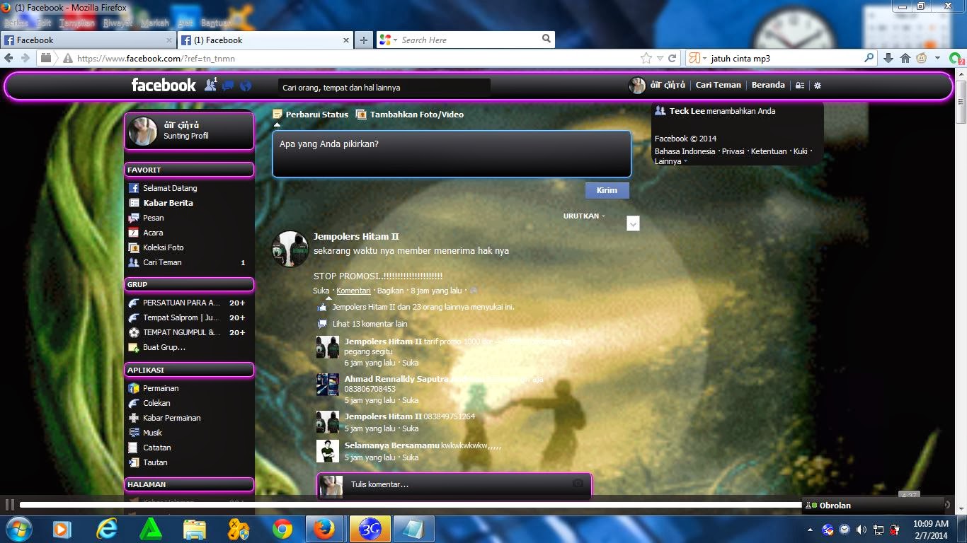 Facebook TEMA GAMBAR BERGERAK ( Dua Sejoli ) + LIVE MUSIK Adele - Some