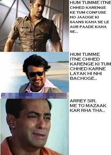 Rajnikanth Trolls Salman Khan - Bollywood Funny Pics | NLLP