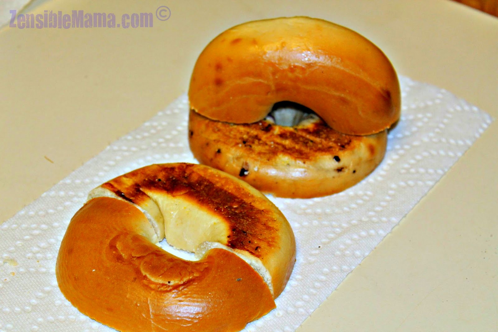 Zensible Mama How to Cut Bagel Fair and Square or Round