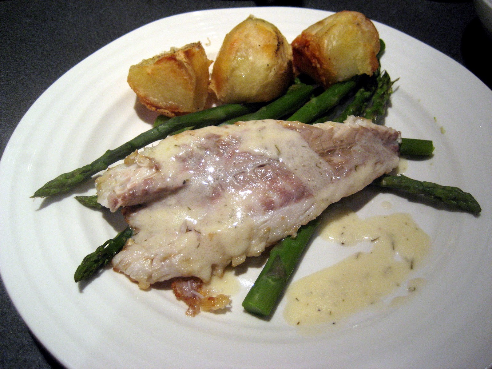 PEBBLE SOUP Fish is the Dish SeaBass on a Bed of Asparagus