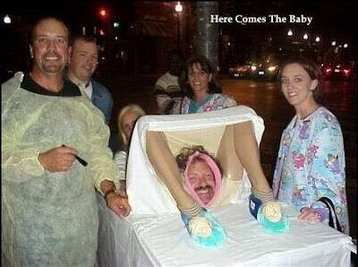 Baby being delivered halloween costume