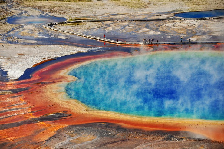 The Multicolored Hot Grand Prismatic Spring in Yellowstone, USA The Multicolored Hot Grand Prismatic Spring in Yellowstone, USA