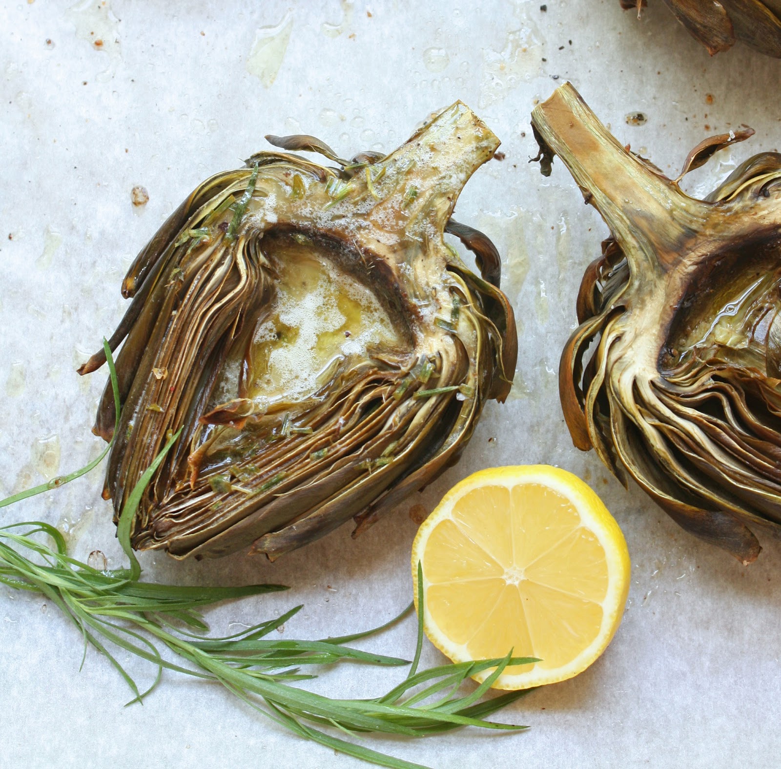Roasted Artichokes w/ Lemon Tarragon Butter I Breathe... I'm Hungry...