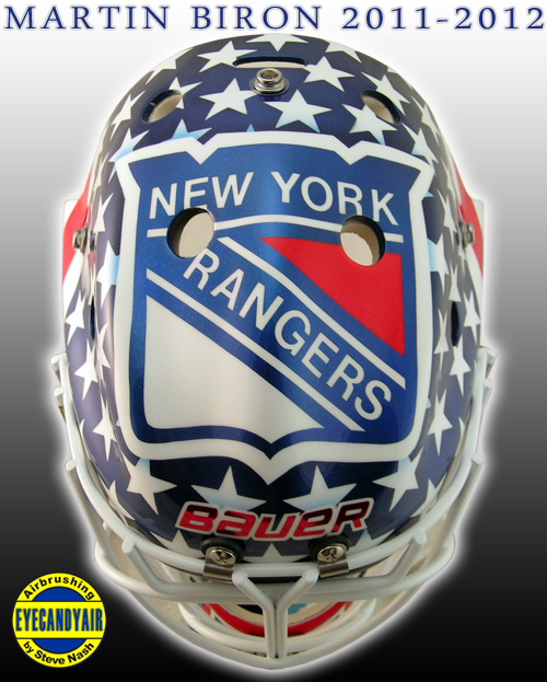 Martin Biron New York Rangers Third Jersey 85th Anniversary Goalie Mask  Custom Airbrushed by Steve Nash of EYECANDYAIR