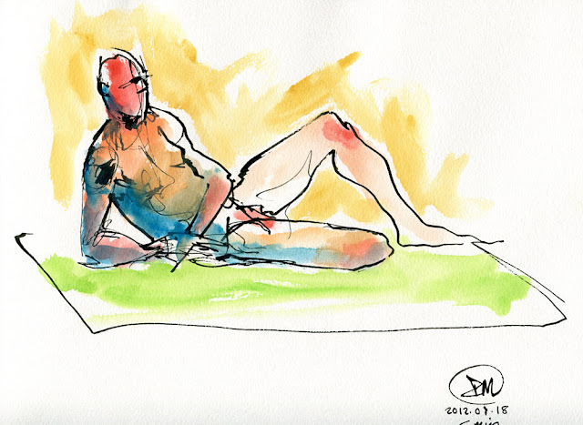 Five minute pen and watercolour sketch of a male nude by David Meldrum
