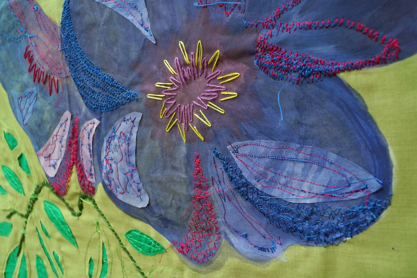 buttons and paint... and our Embroidery & Mixed Media Course