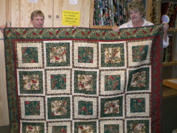 Nancy and her Christmas quilt