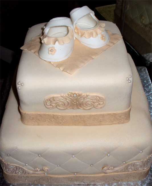 Delana's Cakes Vintage Christening Cake (Smaller Version)