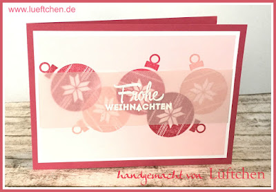 Lüftchen - Basteln mit Papier und Stempeln: Weihnachtskarte in rosa mit