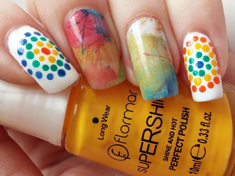 BPS Water Decals And Dots Nails Colorful Nail Art Design Manicure NOTD tanya minxy