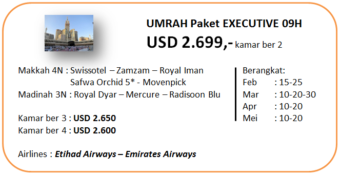 Paket Umroh Executive 9 Hari Bintang 5 Paket Umroh Executive 9 Hari Bintang 5