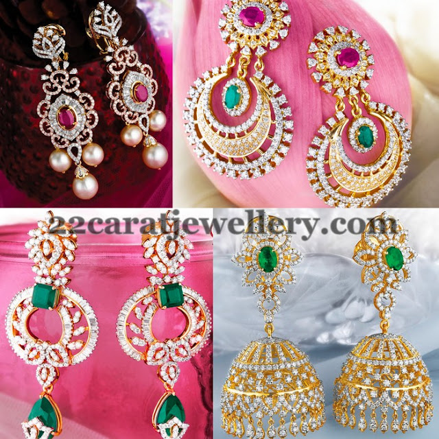 Elegant Diamond Earrings by GRT Jewellery Designs