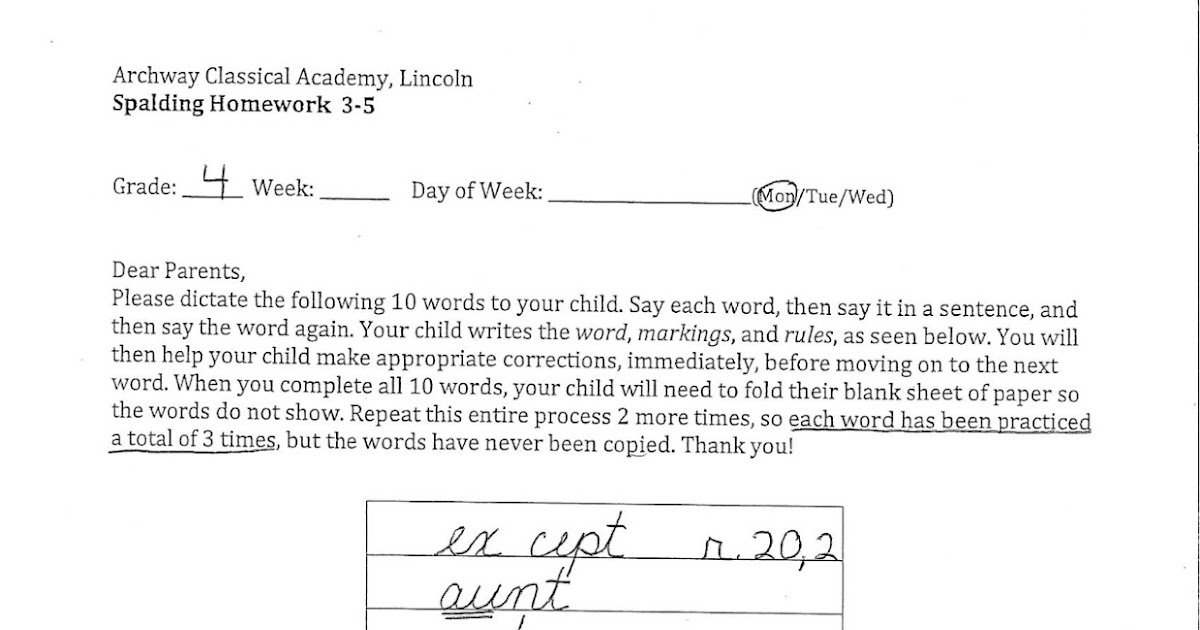 Ms. Walls' 4th Grade Blog: Spalding Spelling Homework