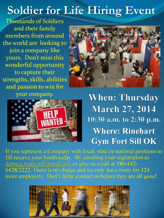 Invitation Soldier For Life Fort Sill Hiring Event March 27, 2014