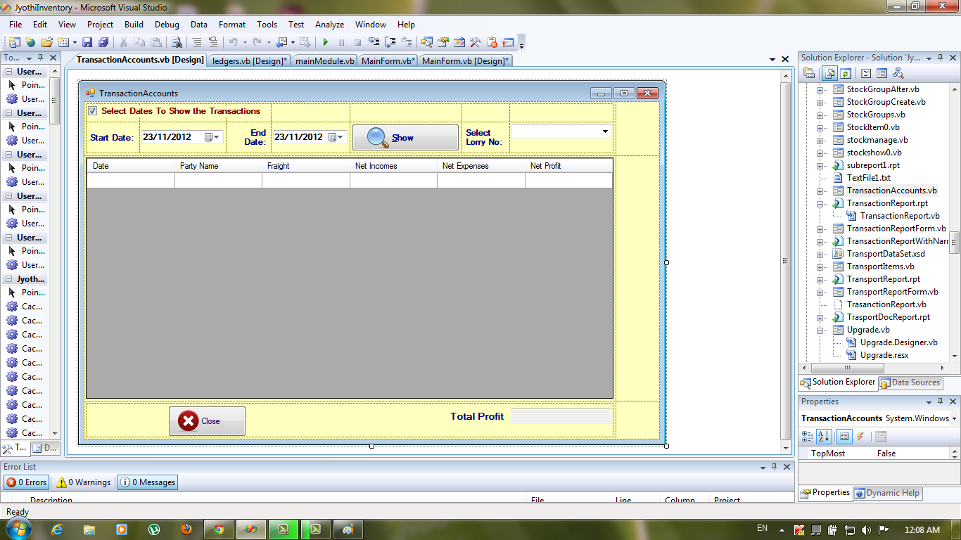 Sample Program Inventory System Visual Basic