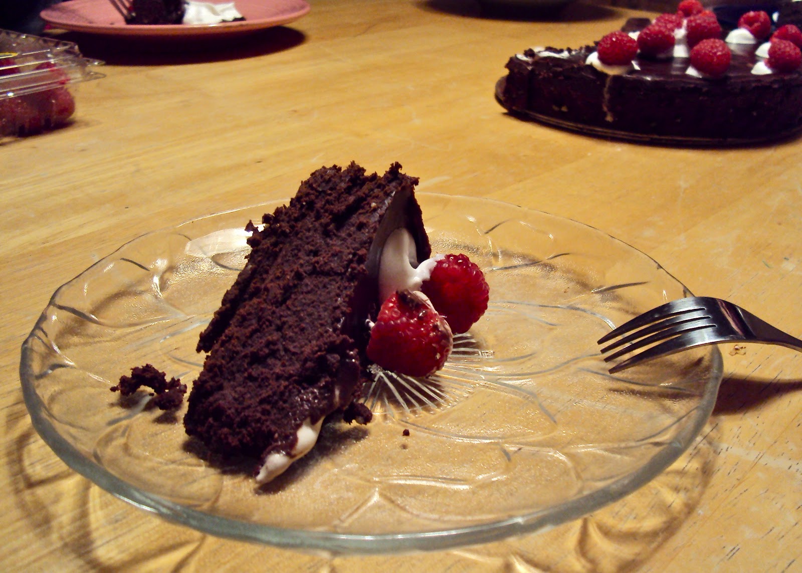 Busy Bakers Dark Chocolate Torte with Raspberry Sauce