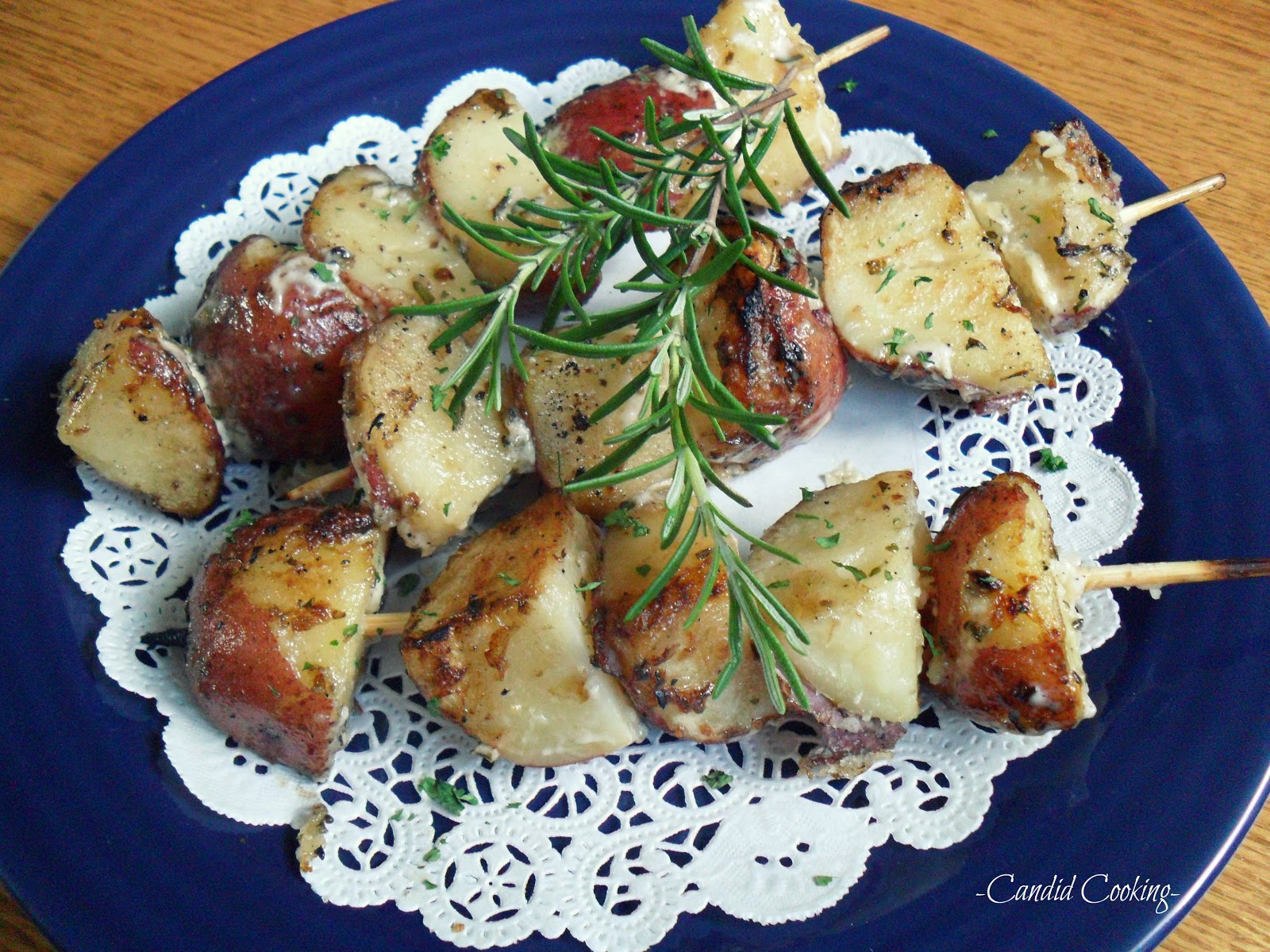 Candid Cooking Grilled Red Potato Skewers