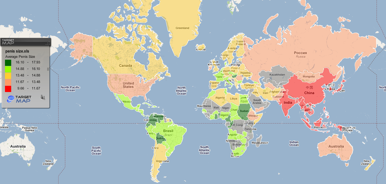 World Map No Labels. Penis size world map
