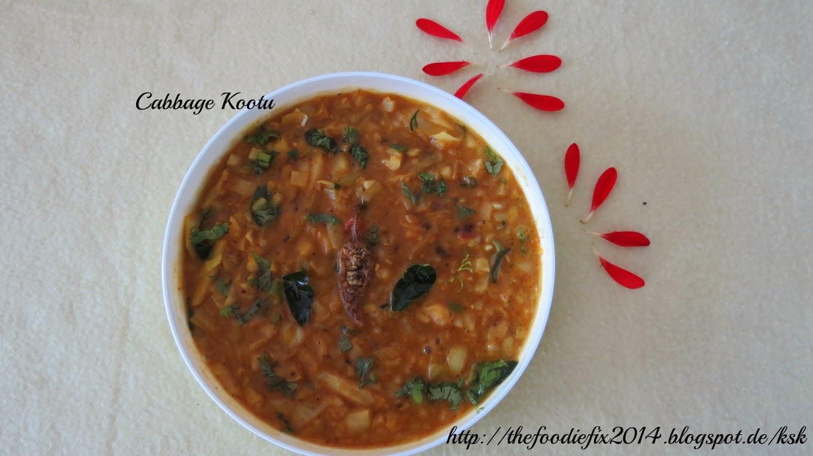 Amu's The Foodie Fix Cabbage Kootu (using channa dal) Muttaikose