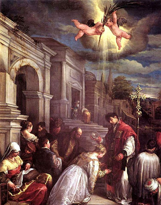Saint Valentine baptizing St. Lucilla