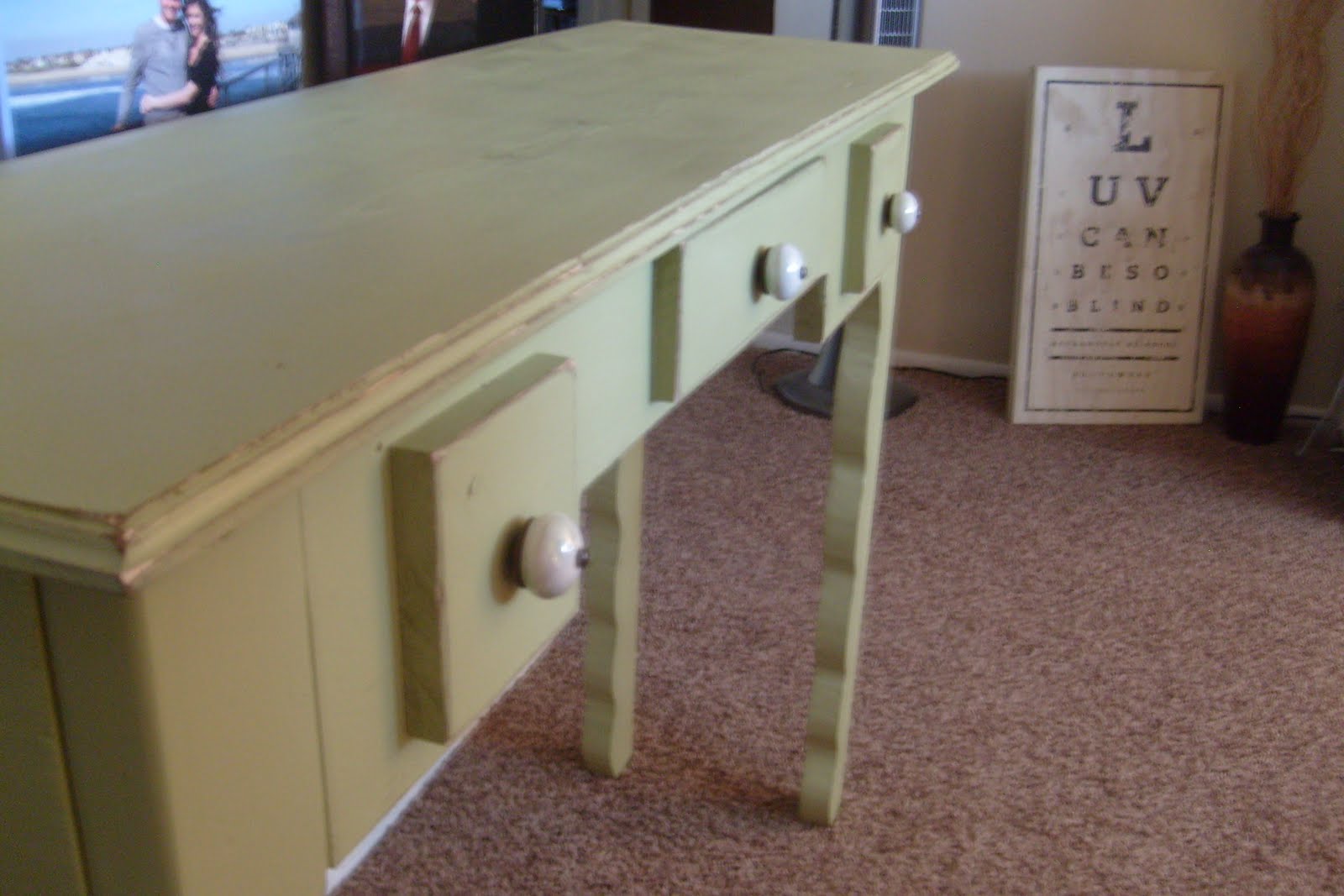 Hand Crafted Furniture Sage Green Entry Table 155