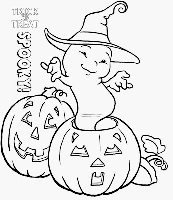 Ghost and Pumpkin Halloween Coloring Pages