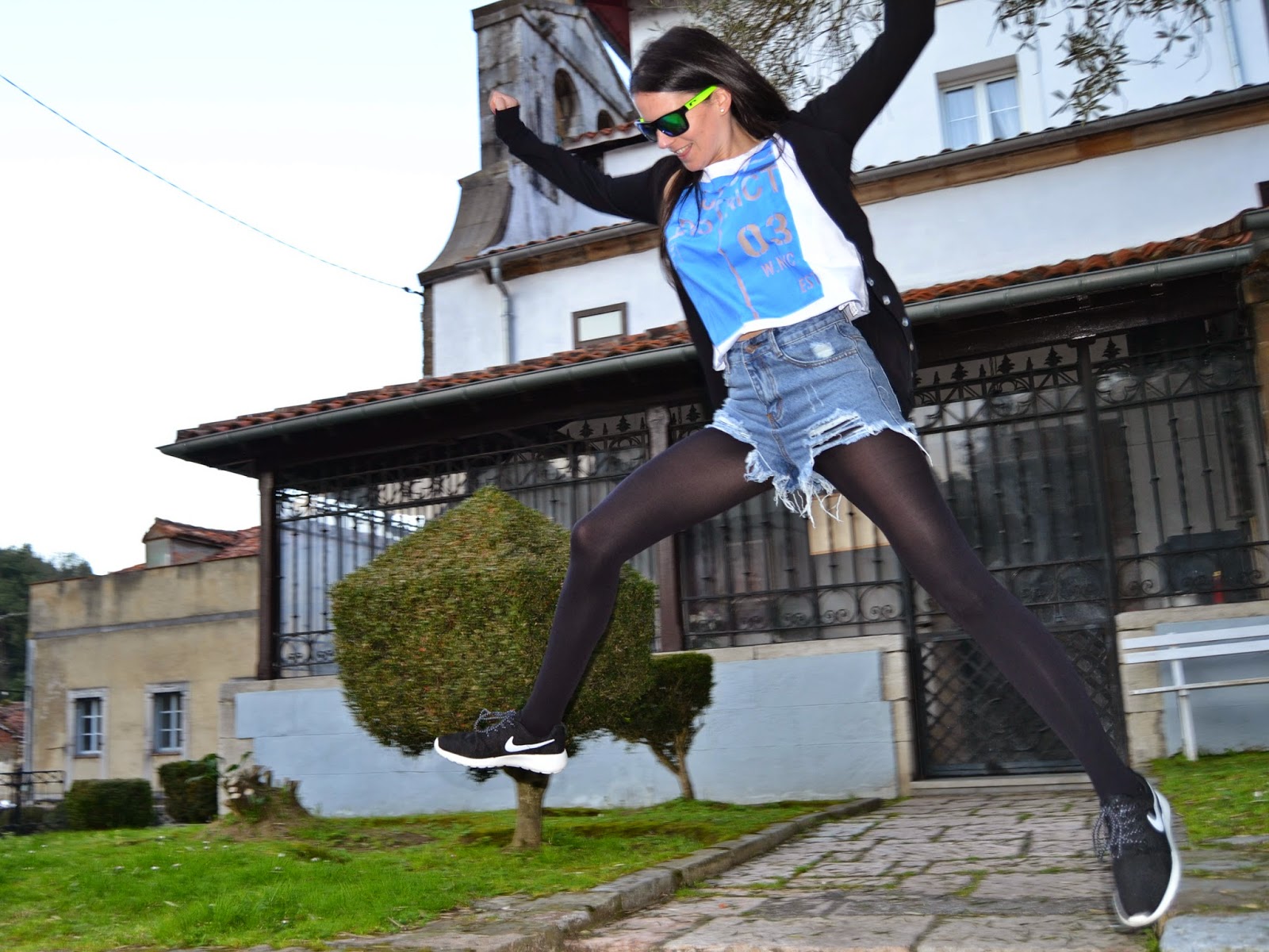 All Over Sequin Ripped shorts outfit