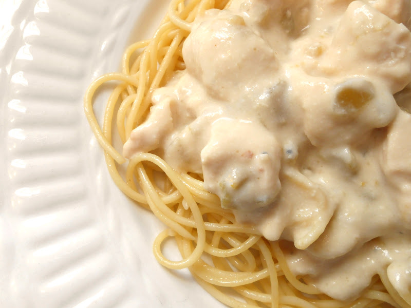 My Kind of Cooking Slow Cooker Green Chile Chicken Pasta