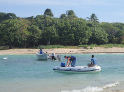 Peter taking Jo to see our boat