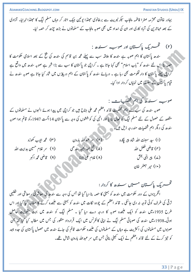 Making-of-Pakistan-Short-Question-Answers-Pakistan-Studies-Urdu-IX