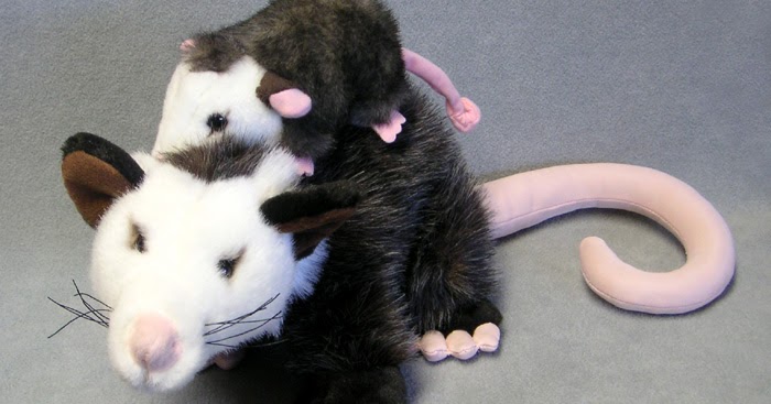 opossum stuffed animal with babies