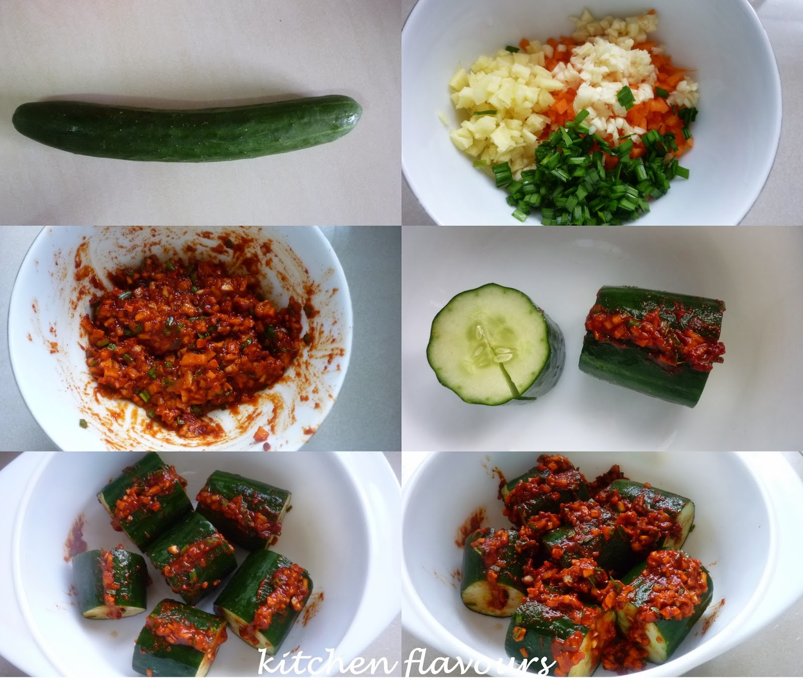 kitchen flavours Stuffed Cucumber Kimchi