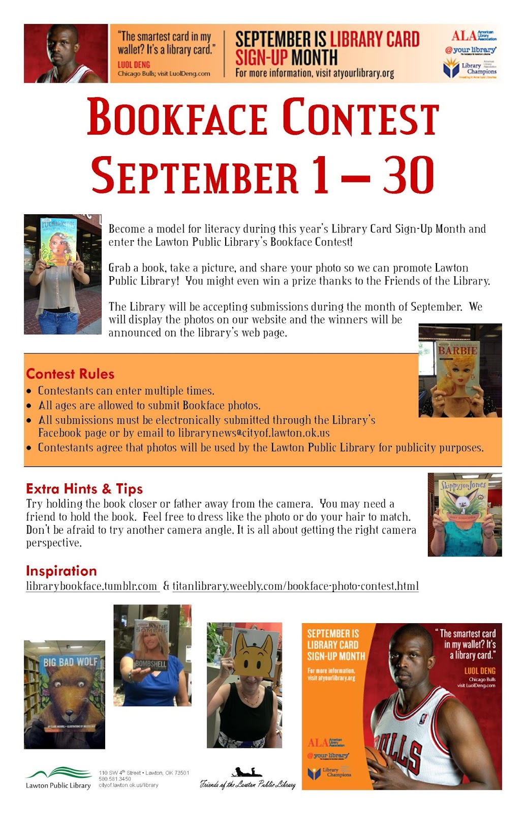 LAWTON PUBLIC LIBRARY Bookface Contest