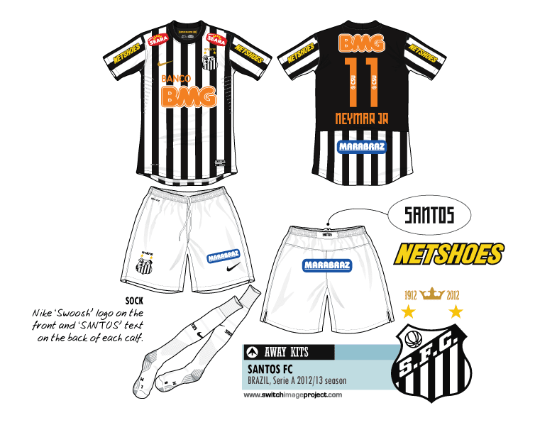 Football teams shirt and kits fan Santos 201213 Away kits