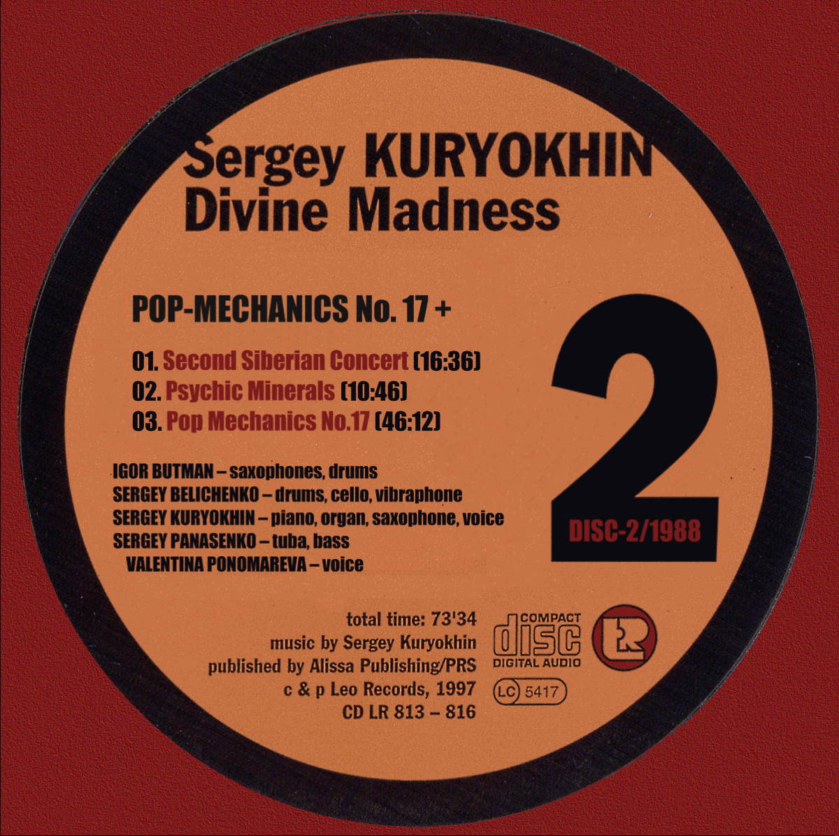 Different Perspectives In My Room!: SERGEY KURYOKHIN – Pop-Mechanics No.  17 + (1988) - Disc No. 2