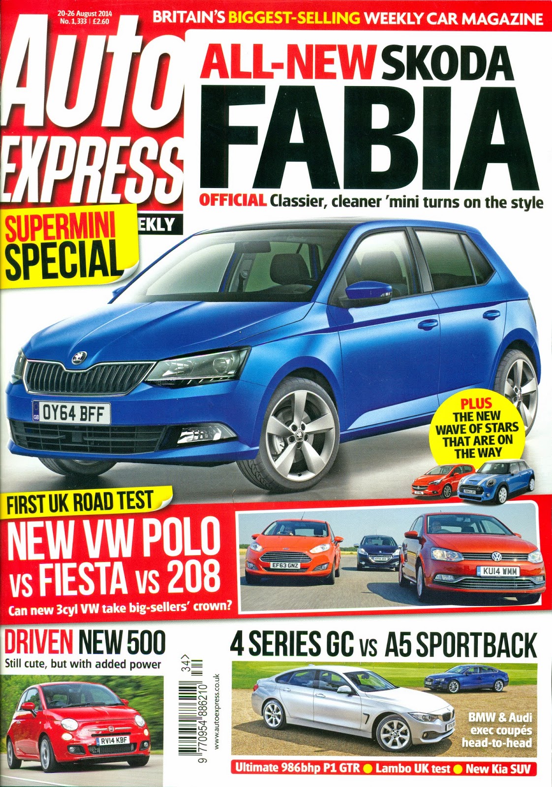 Auto Express Issue No 1,333 20-26 August 2014 Front Cover