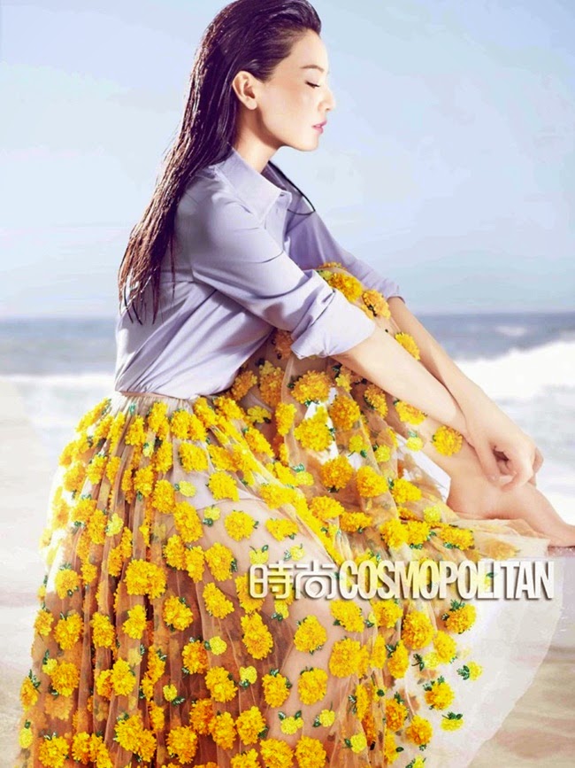 Michael Kors 2015 SS Yellow Marigold Floral Embroidered Tulle Skirt Editorials