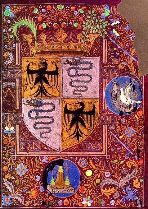 frontis: Libro Negro de las Horas de Galeazzo Maria Sforza (Das Schwarze  Gebetbuch.)
