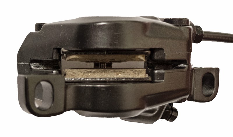 Shimano M615 brake with the pads fully retracted