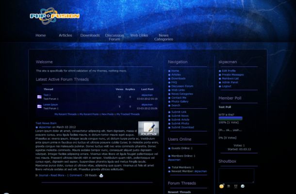 Free Phpfusion Spiral Blue Black Theme Template Free Phpfusion Spiral Blue Black Theme Template