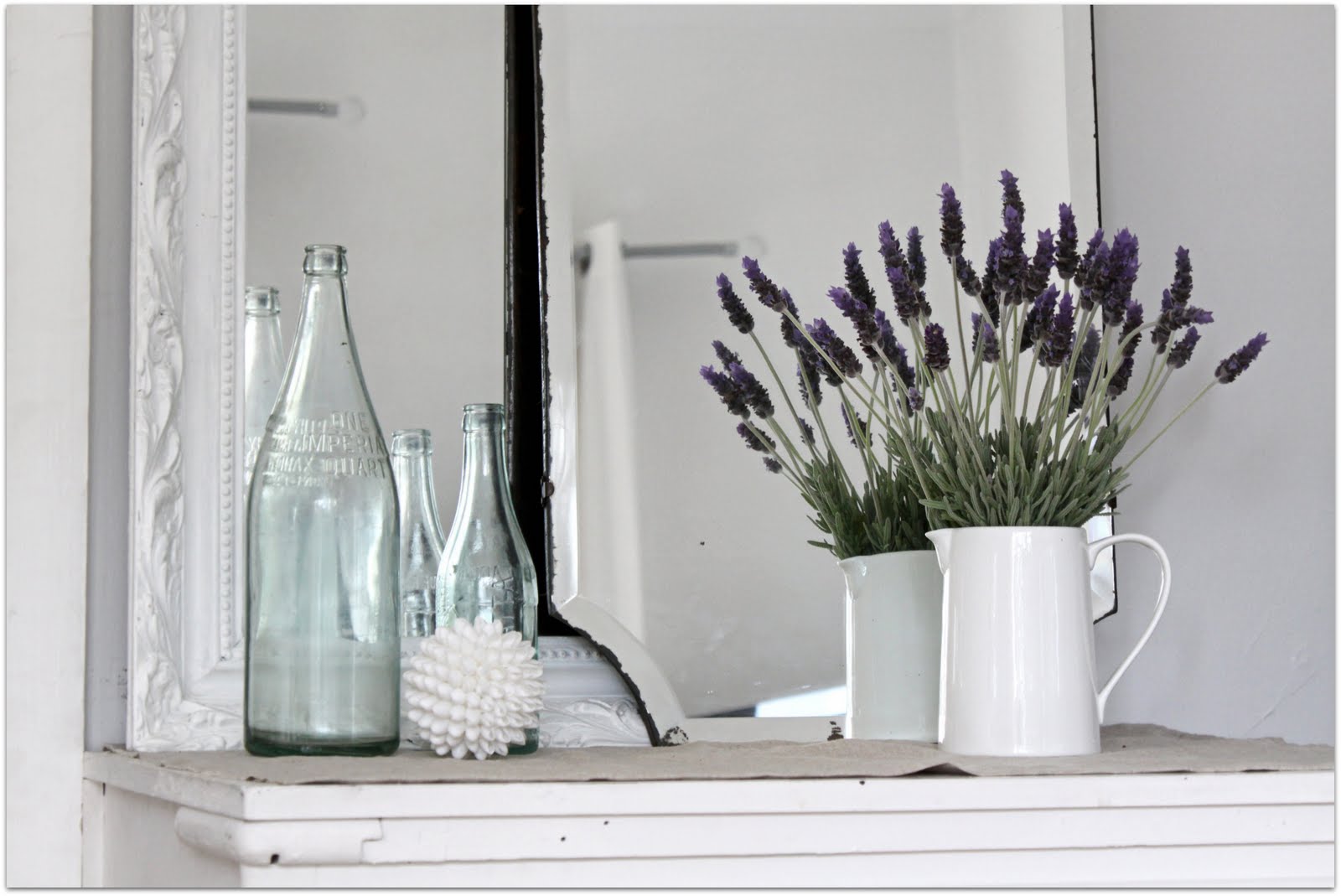 Sherri's Jubilee White Pitchers and Flowers = Beauty