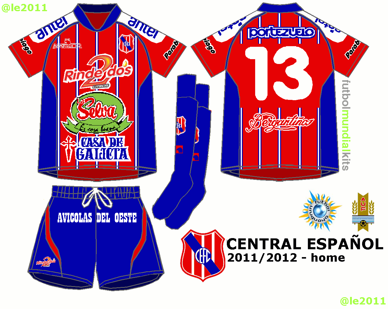 Fútbol Mundial Kits - Uruguay: Central Español F. C. - 2012/2013