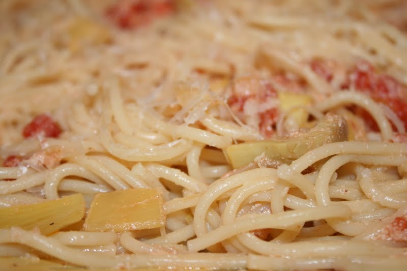 everything to entertain Spaghetti with Artichoke Hearts and Tomatoes