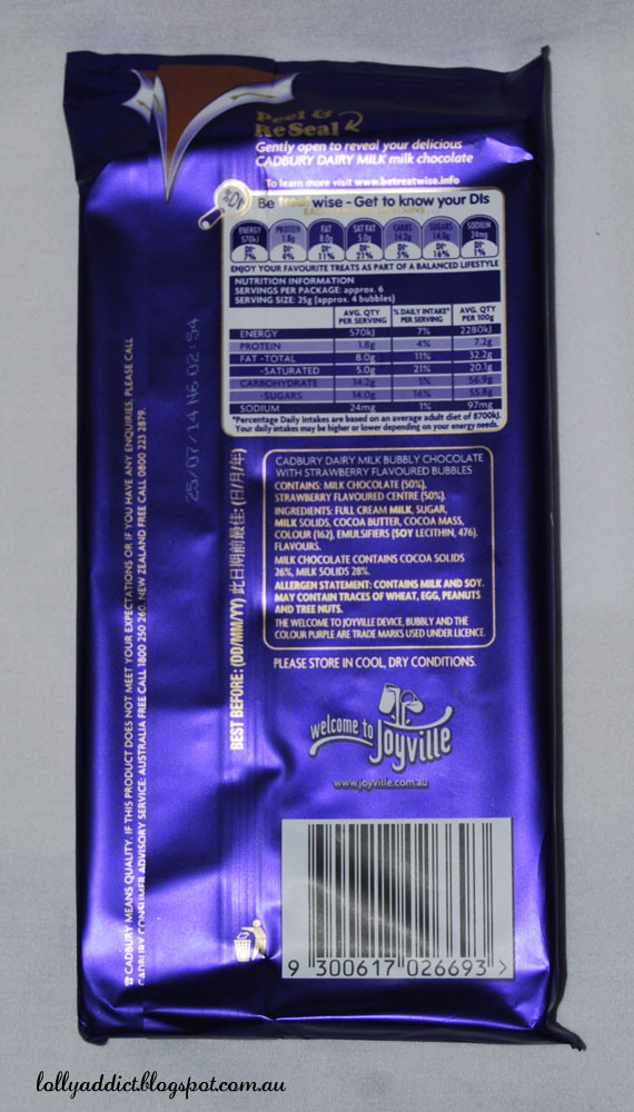 Lolly Addict Australian Confectionery Reviews Cadbury Bubbly Strawberry