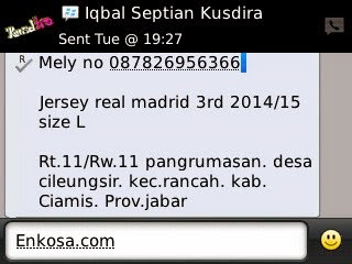Konfirmasi alamat Mely jual jersey bola alamat lengkap toko online enkosa sport enkosa.com