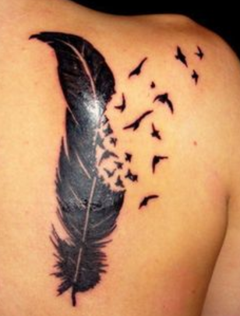 broken feather tattoo