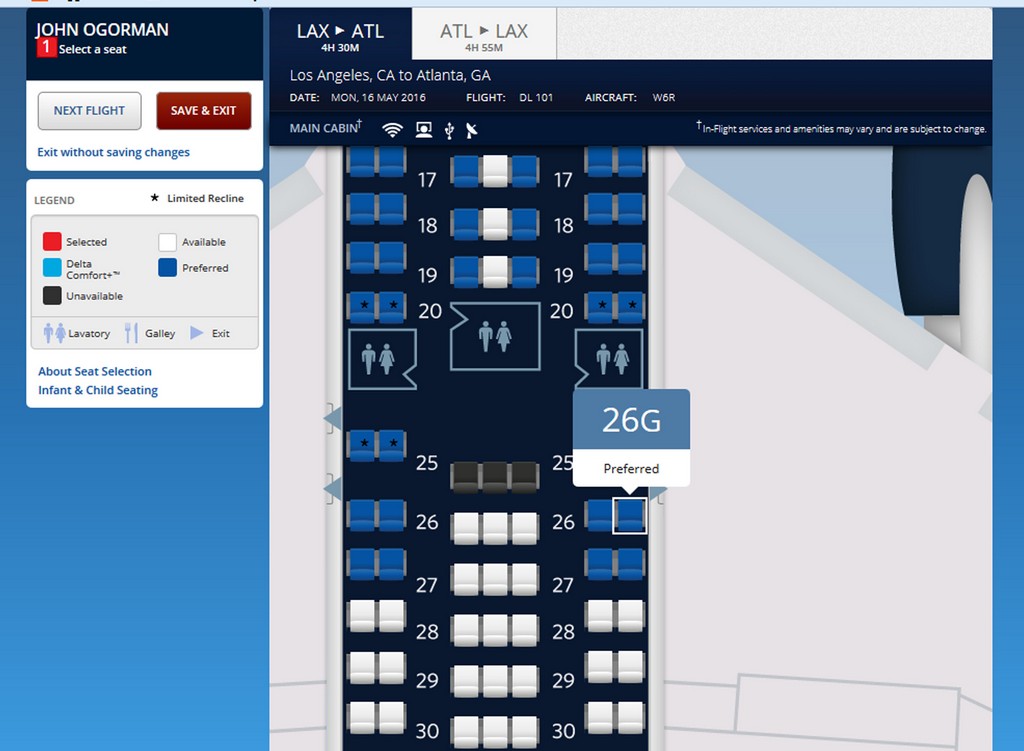 Delta airlines seating choices picture