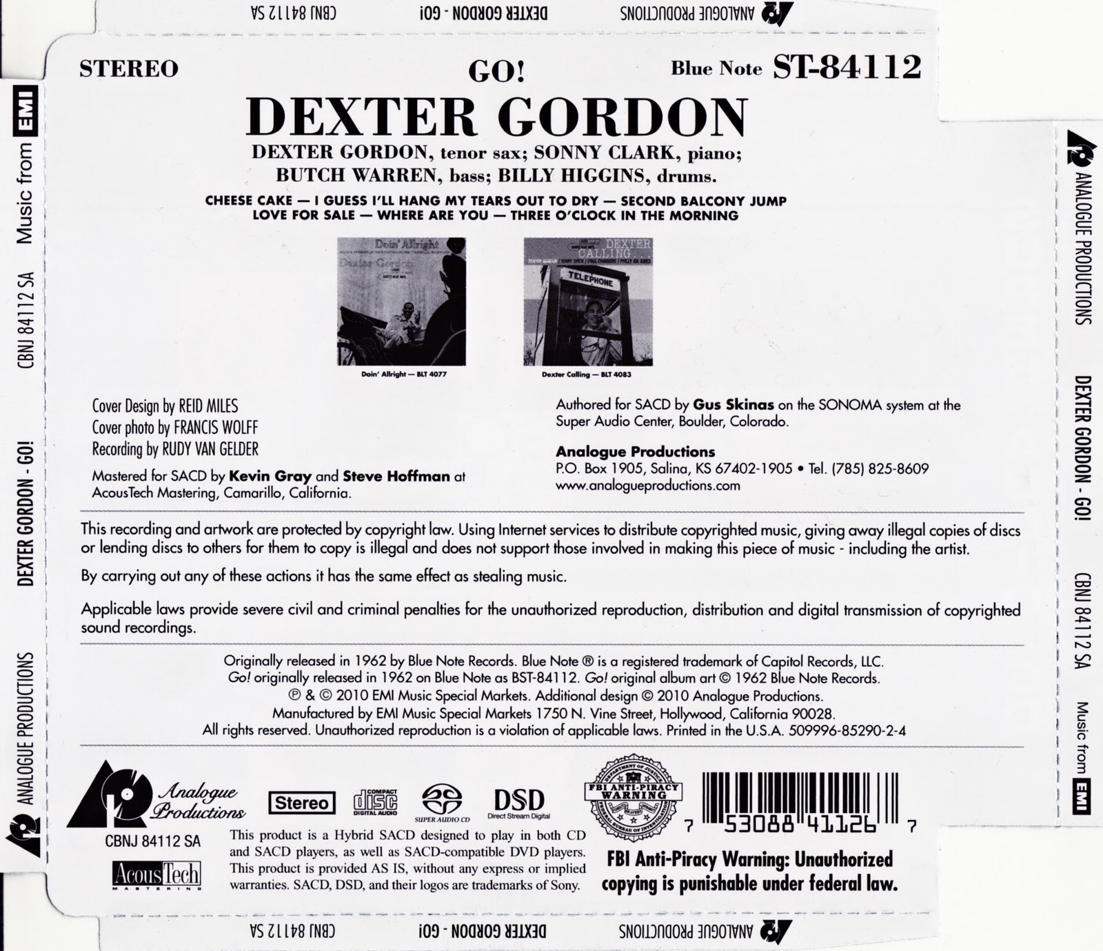 Dexter Gordon Cheese Cake Back Dexter Gordon Cheese Cake Back