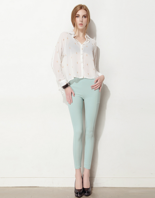 Korean Women's Fashion: Storets Cross Print Mullet Top