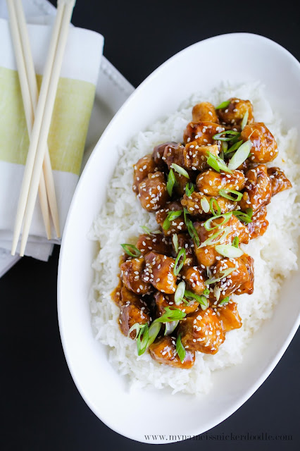 Gorgeous Orange Chicken! This recipe only take about 20 minutes to make and tastes WAY better than any take out! | mynameissnickerdoodle.com Gorgeous Orange Chicken! This recipe only take about 20 minutes to make and tastes WAY better than any take out! | mynameissnickerdoodle.com